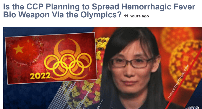 Is the CCP Planning to Spread Hemorrhagic Fever Bio Weapon Via the Olympics?